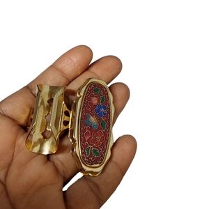 VINTAGE 1960's CLOISONNE LIPSTICK / FINGER HOLDER N MIRROR